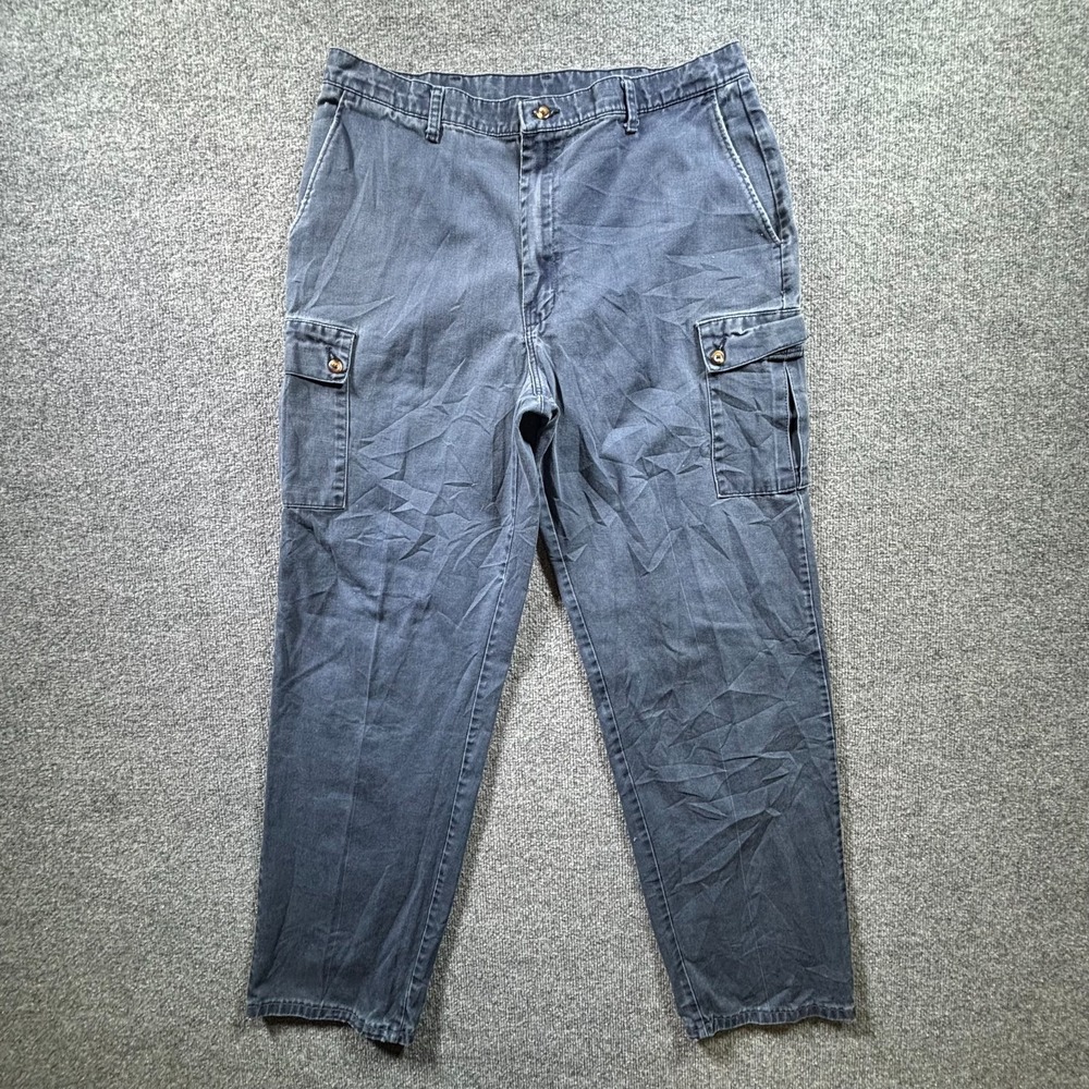 Red Kap Cargo Pants Mens 36 Navy Blue 100% Cotton Straight Leg Utility Workwear